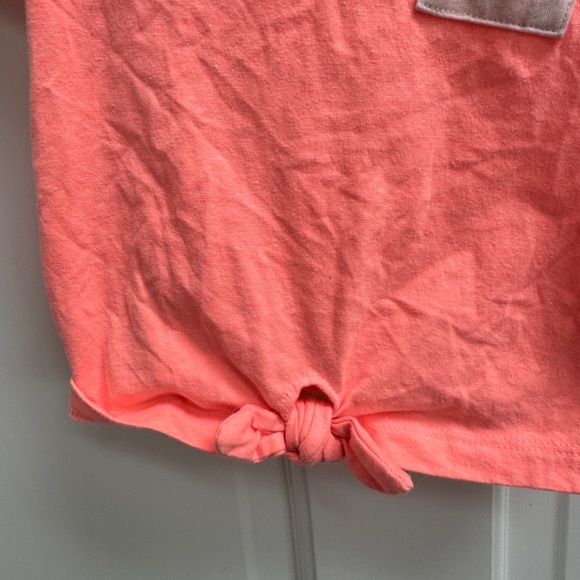 Cat & Jack 12M Girls Highlighter Orange Butterfly Pocket Short Sleeve Tee Blouse - Picture 3 of 5